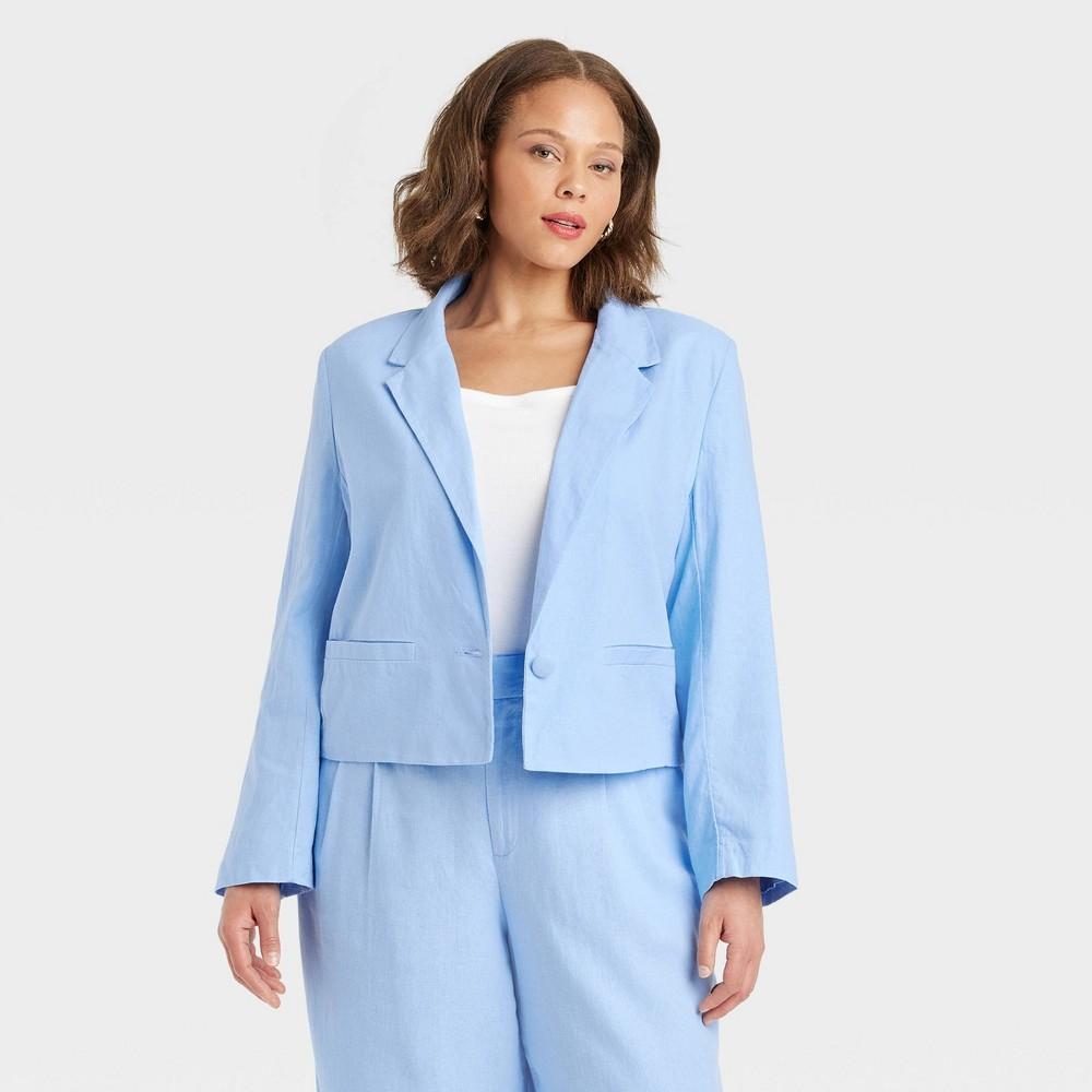 Womens Cropped Blazer - A New Day Blue 2X Product Image