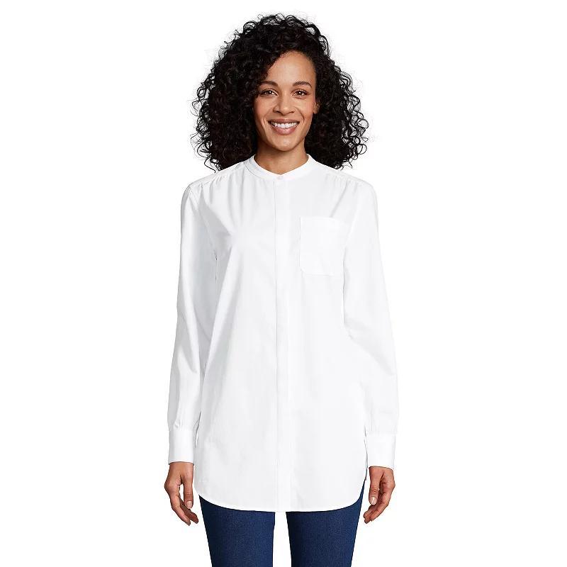 Petite Lands End Poplin A-line Tunic Shirt, Womens Product Image