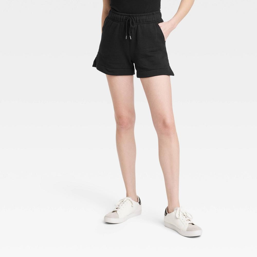 Womens Mid-Rise Fleece Shorts - Universal Thread Black product image