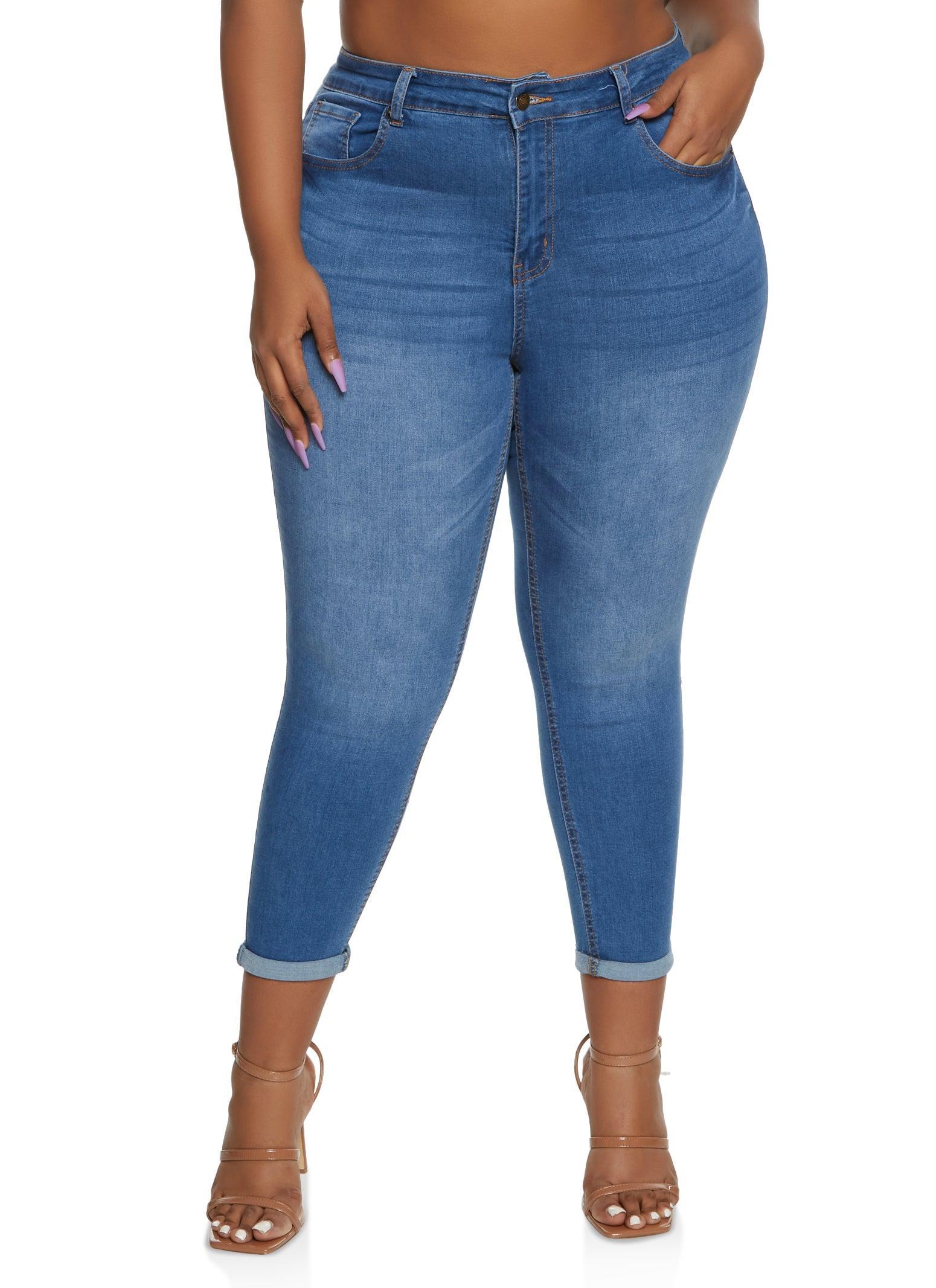 Womens Plus Size WAX Basic Rolled Cuff Jeans Product Image