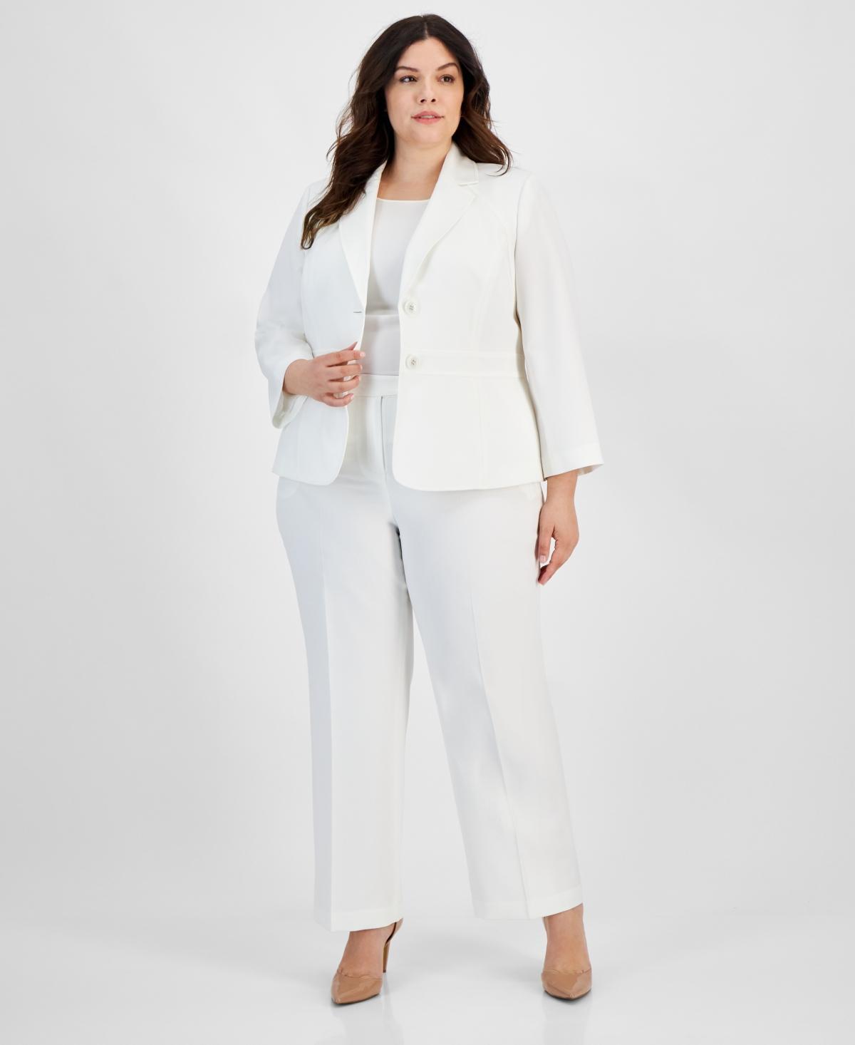 Le Suit Plus Size Crepe Two-Button Blazer Pantsuit Product Image