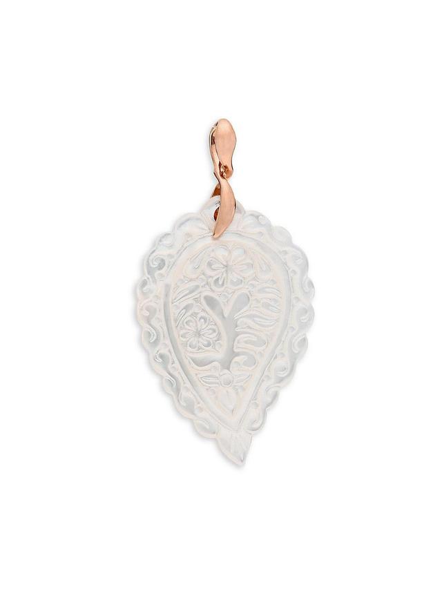 Womens India 18K Rose Gold & Mother-Of-Pearl Leaf Pendant Product Image