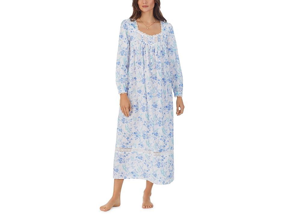 Eileen West Long Sleeve Ballet Gown (Blue Floral) Women's Pajama Product Image