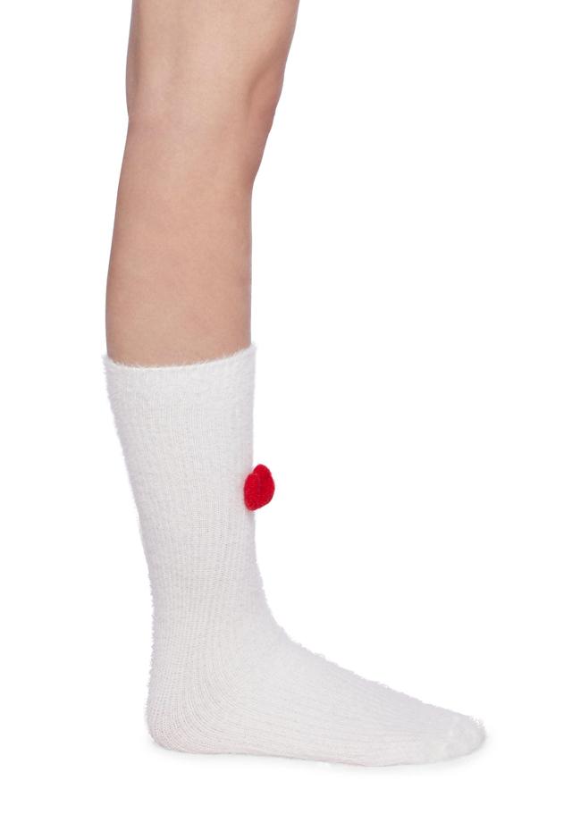 Fuzzy Socks With Hearts Socks - White Product Image