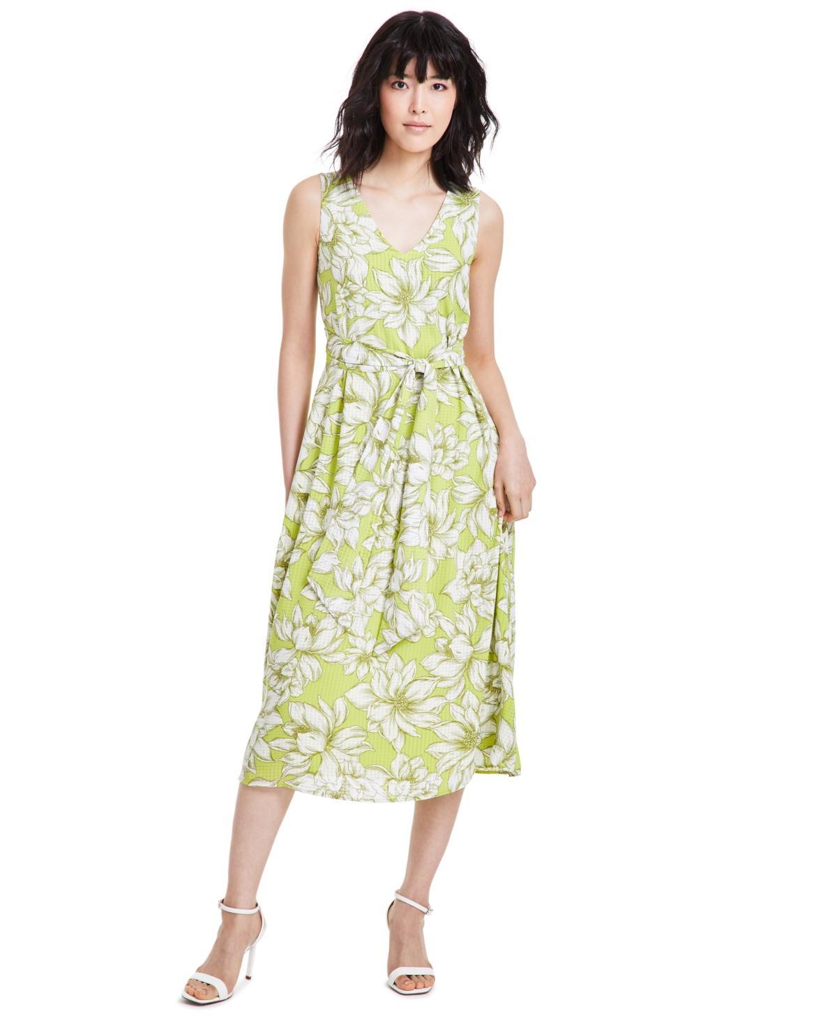 Anne Klein Womens Printed Belted Midi Dress - SPROUT Product Image