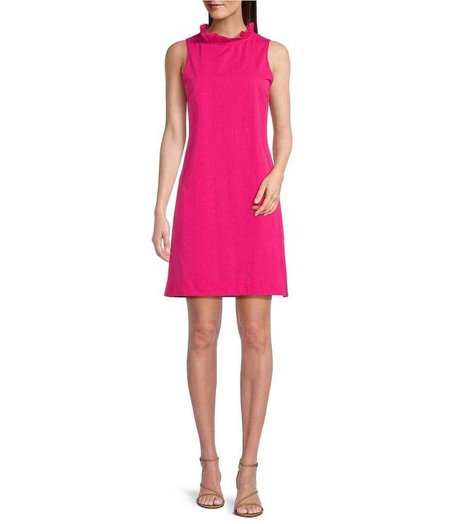 tyler boe Stella Linen Blend Mock Ruffle Neck Tie Back High-Low A-Line Dress Product Image