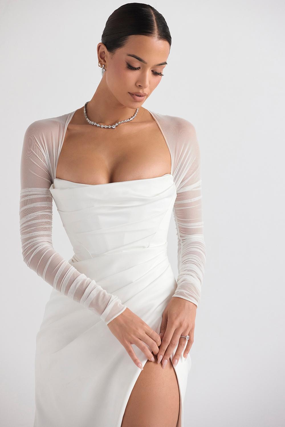 Elise White Satin Bridal Gown Product Image