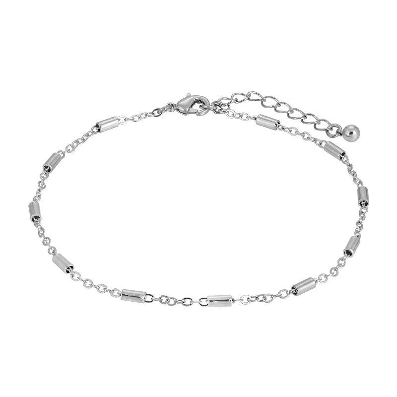 1928 Silver Tone Infinity Chain Anklet, Womens, Grey Product Image