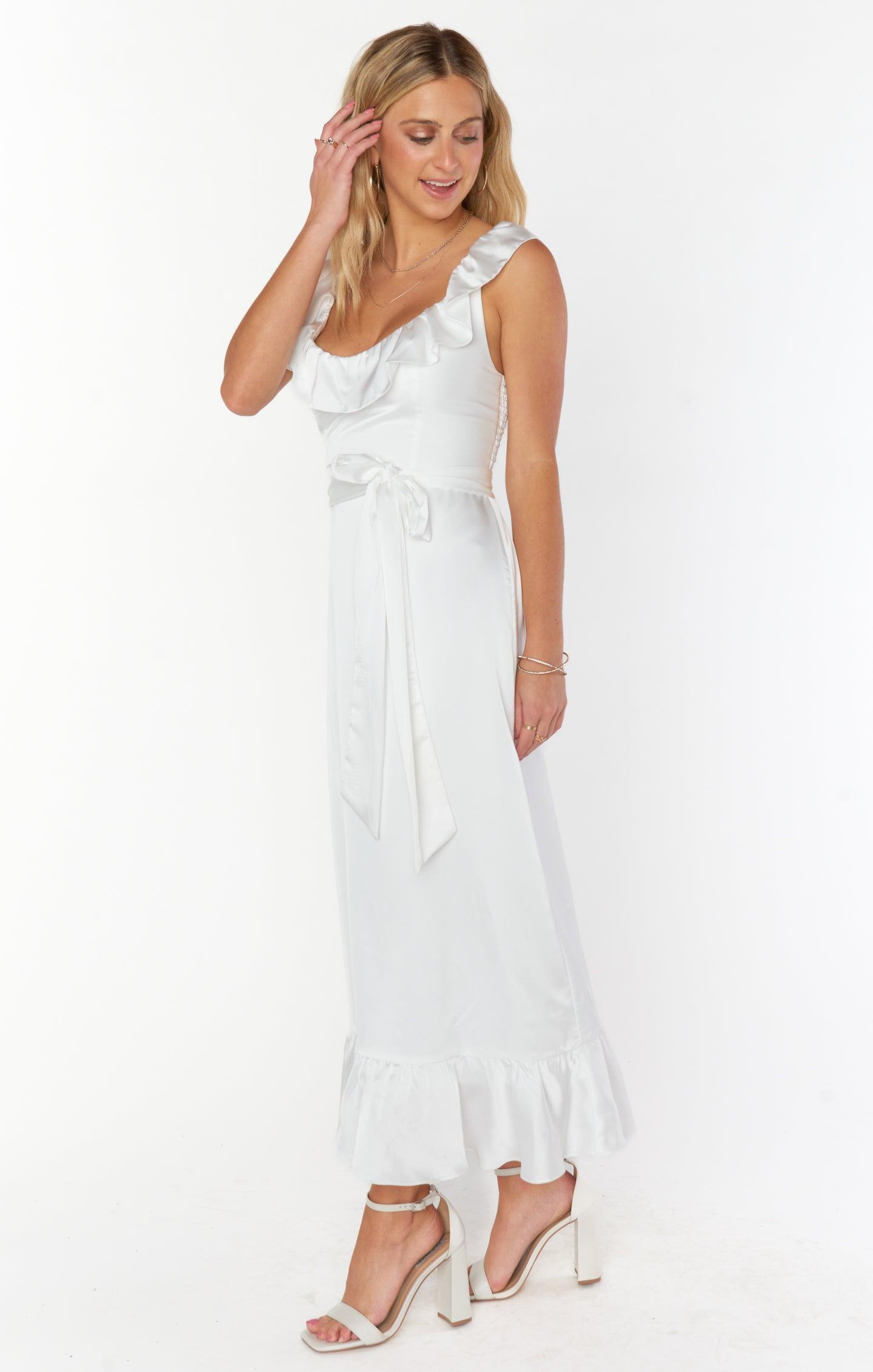 Alexis Midi Dress ~ Ivory Luxe Satin Product Image