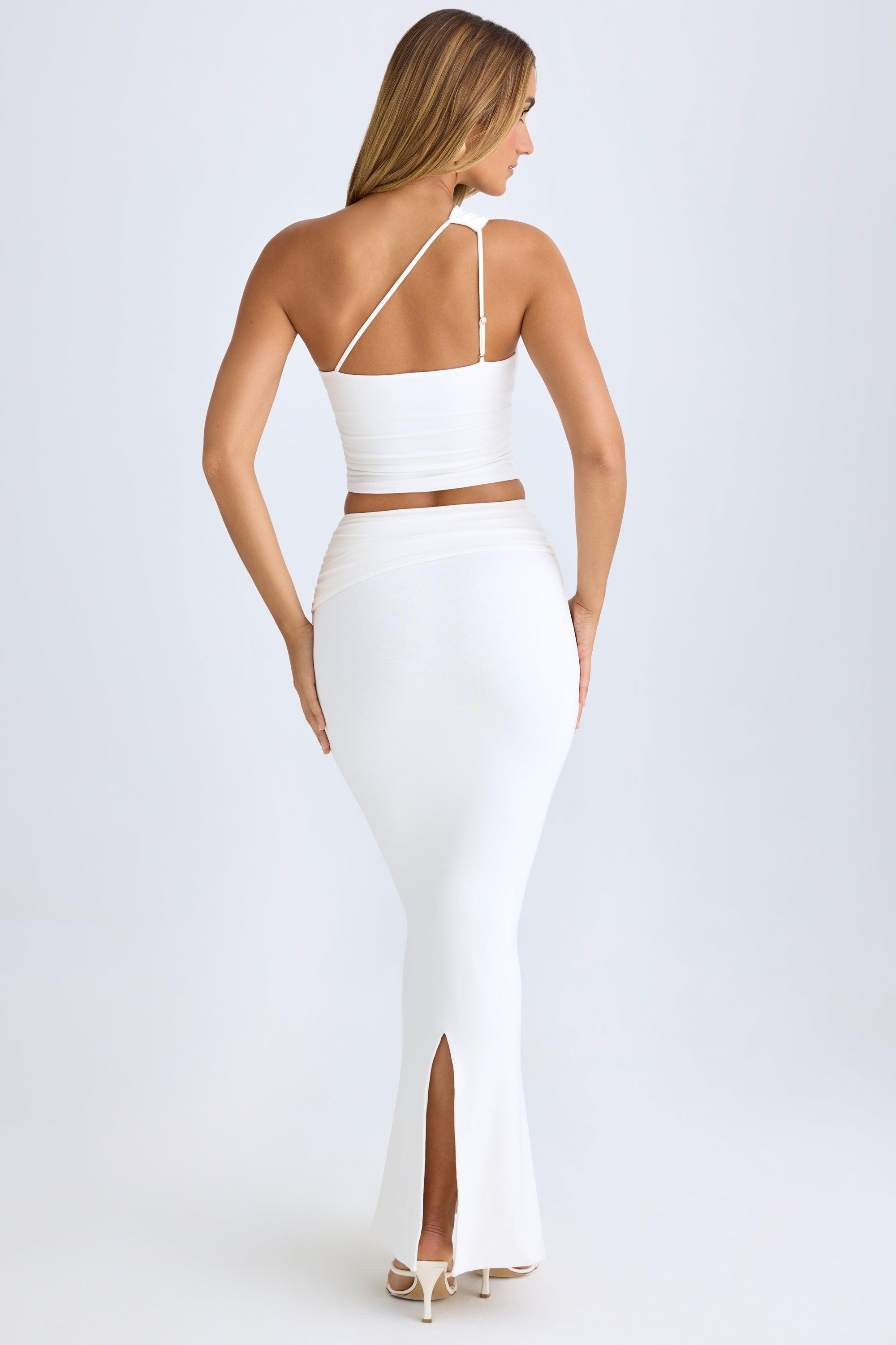 Modal Twist-Front Maxi Skirt in White Product Image