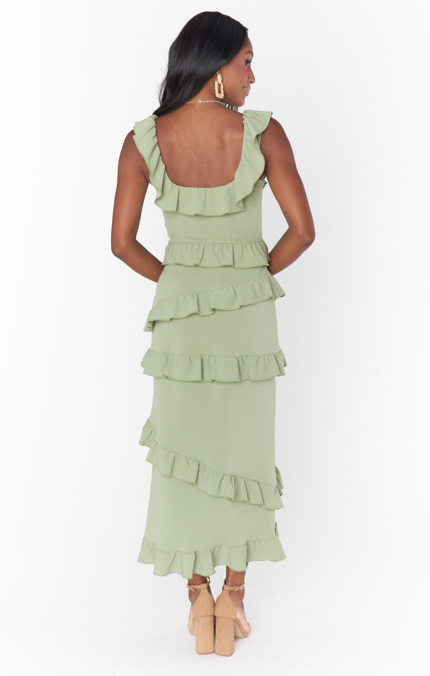 Greta Dress ~ Moss Green Stretch Product Image