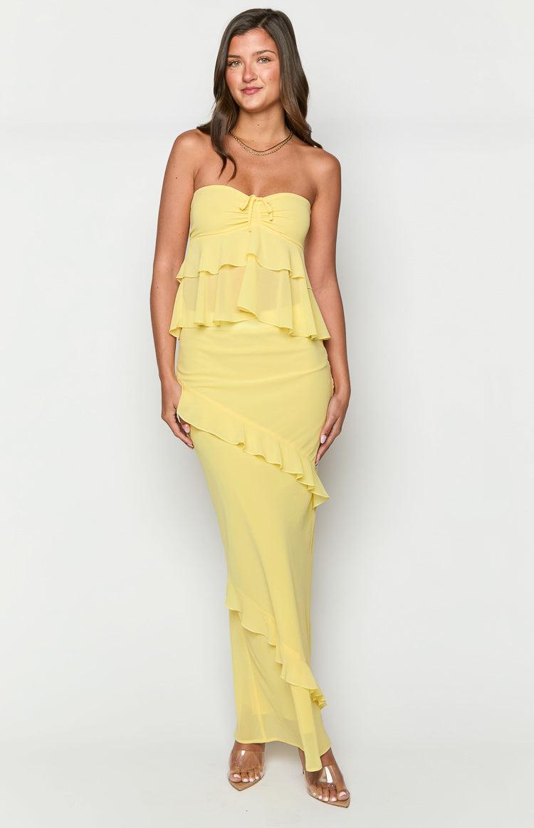 Raleigh Yellow Ruffle Maxi Skirt Product Image