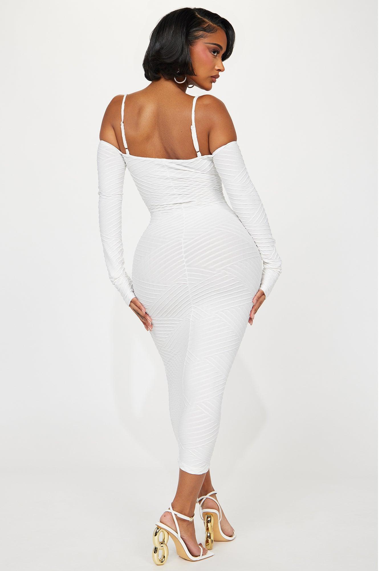 Paola Textured Midi Dress - White Product Image