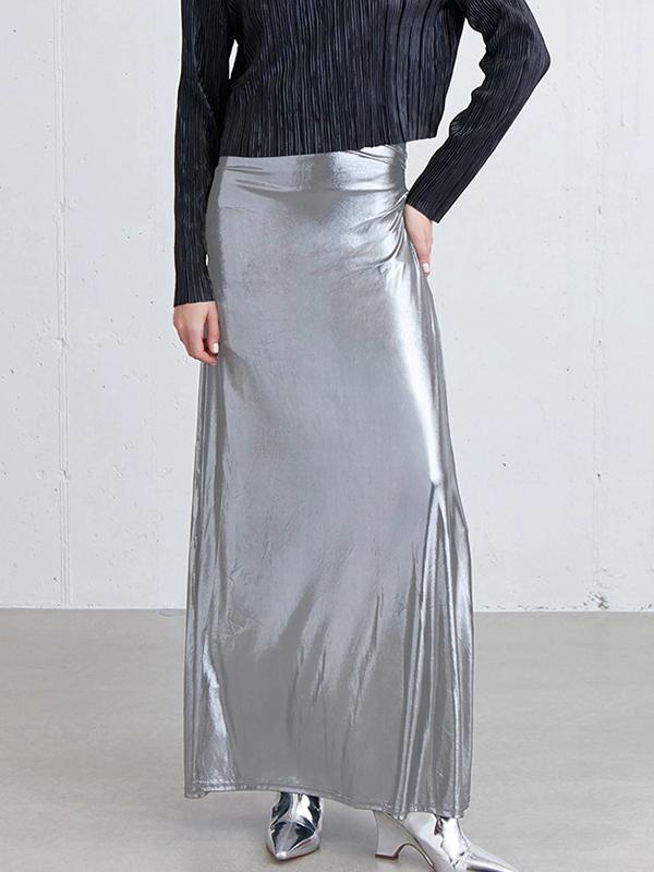 A-Line Bodycon Shiny Solid Color Skirts Bottoms product image