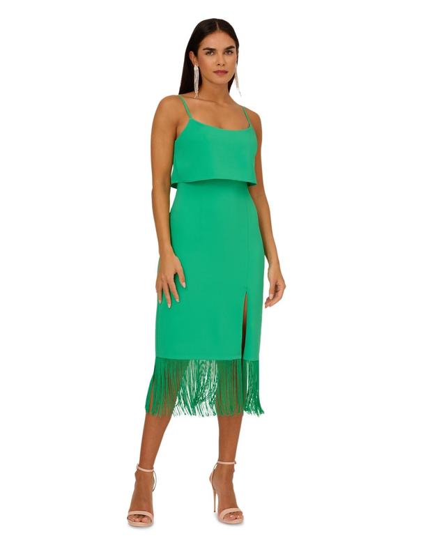 Adrianna by Adrianna Papell Womens Fringed-Hem Midi Sheath Dress Product Image