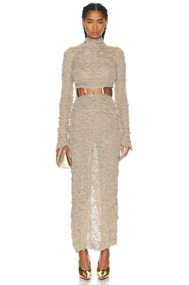 SIMKHAI - Karissa Textured Mesh Maxi Dress - GoldModa Operandi Product Image