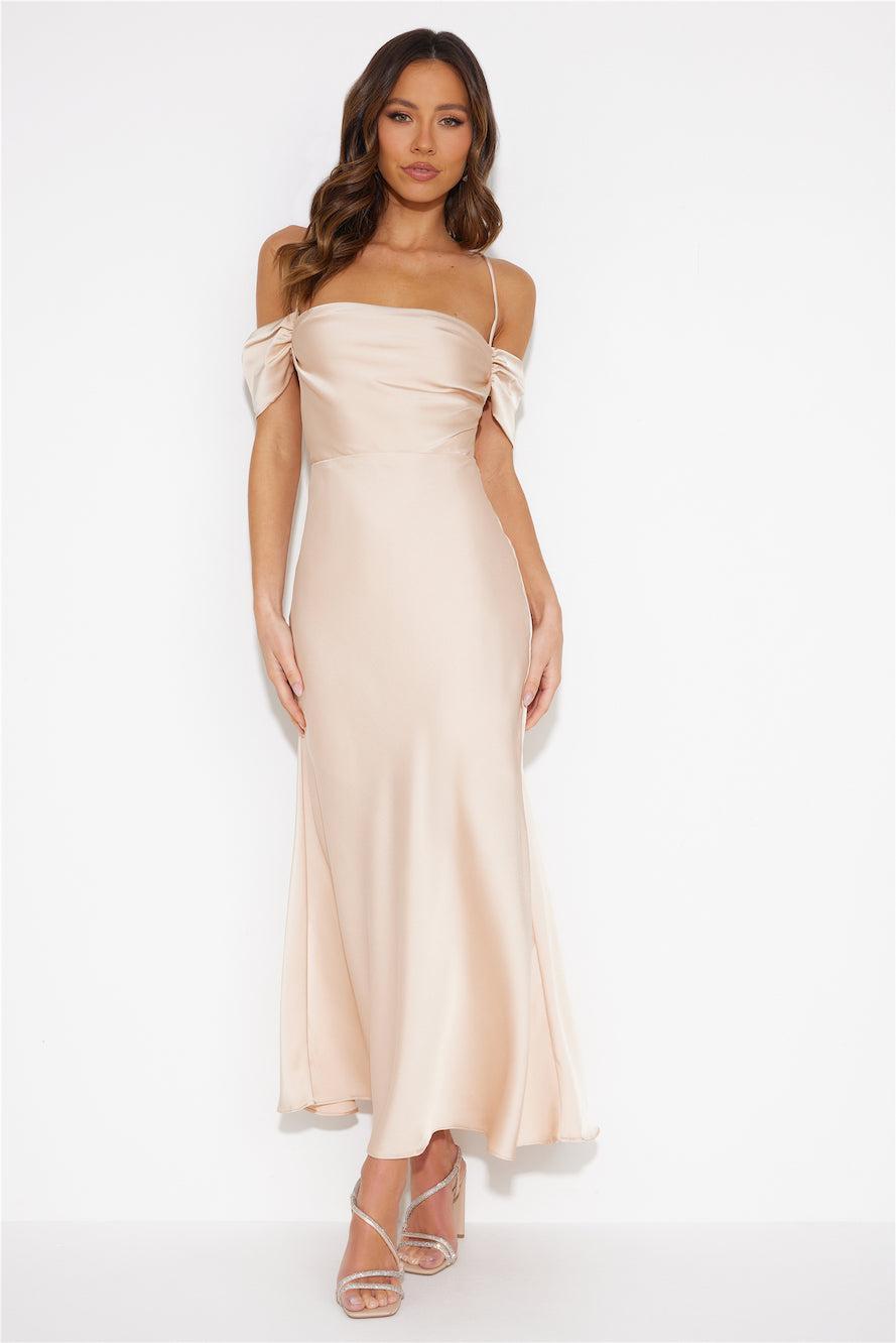 Lover Of Love Satin Maxi Dress Champagne Product Image