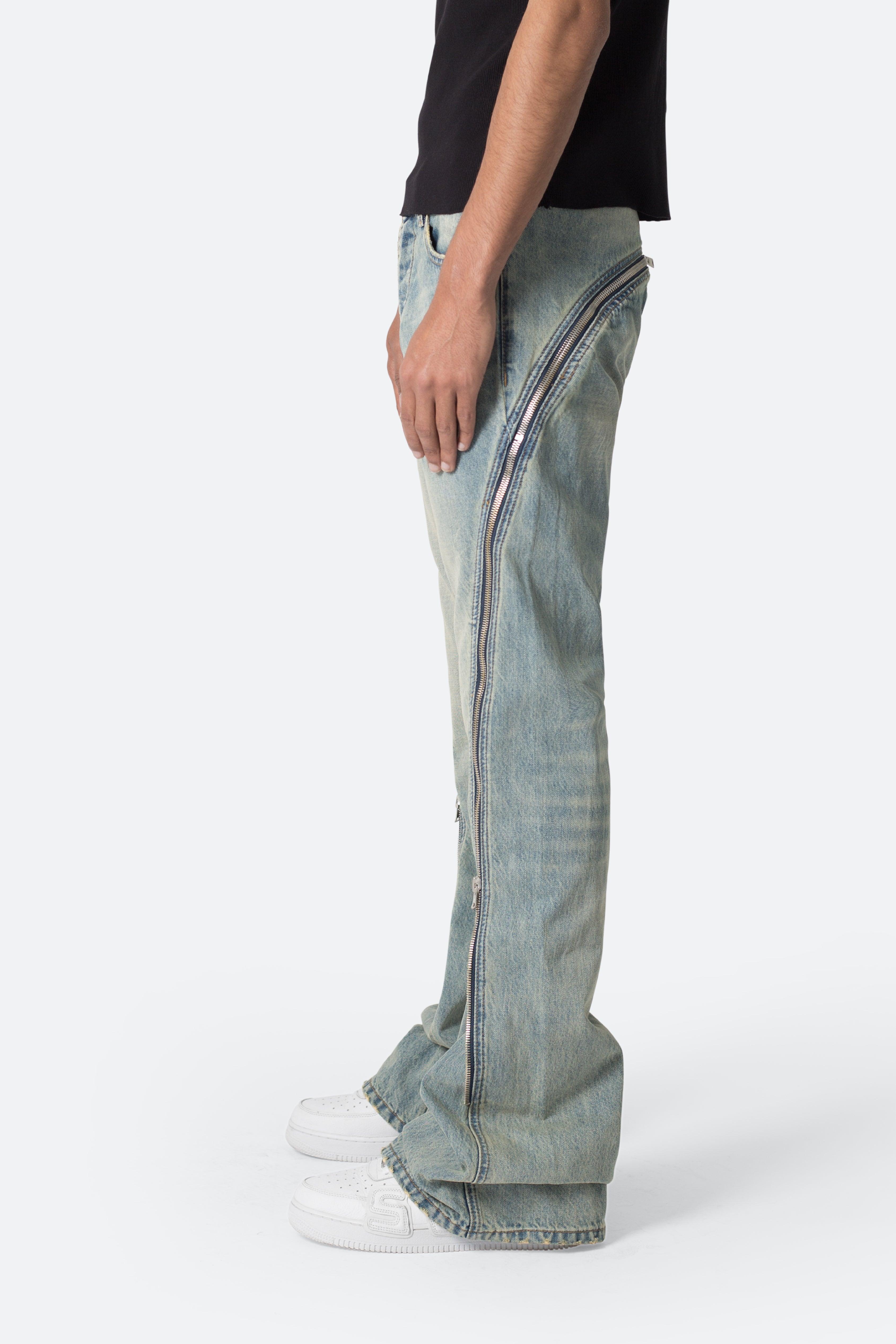 D519 Zipper Flare Denim - Vintage Blue Product Image