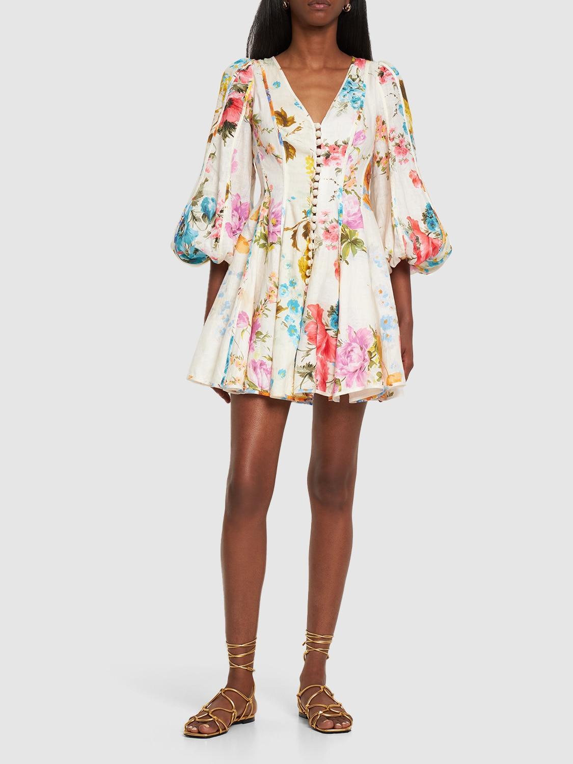 Halcyon Floral Panelled Mini Dress In Multicolour Product Image