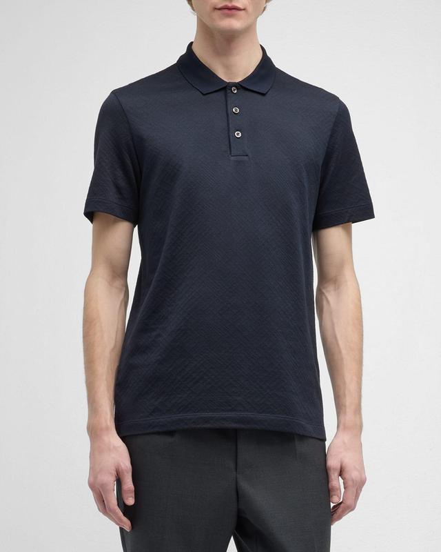 Mens Cotton Jacquard Polo Shirt Product Image