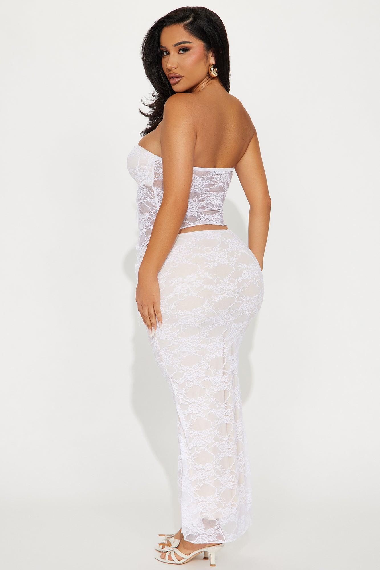 What Attitude Lace Skirt Set - Ivory Product Image