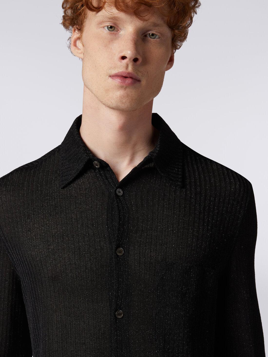 Long-sleeved shirt in viscose blend with lurex Black | Missoni Product Image