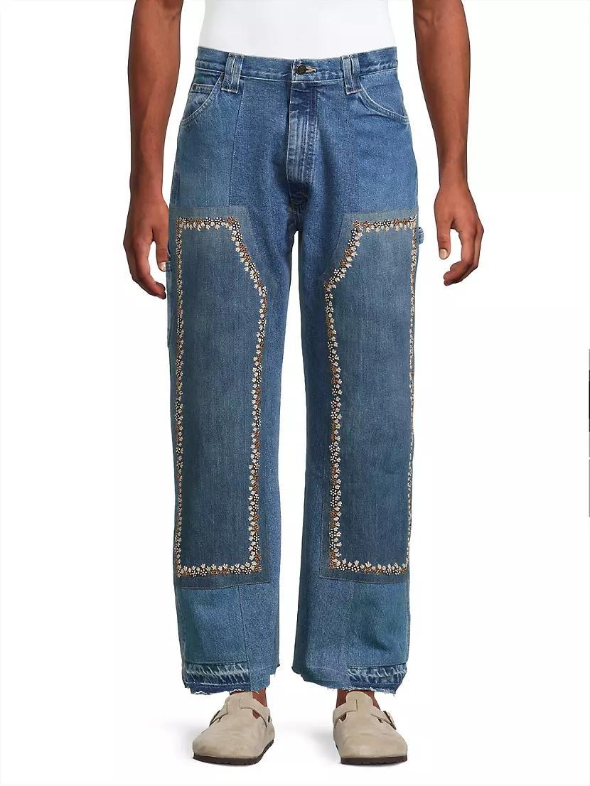 Double Knee Raw-Edge Jeans Product Image