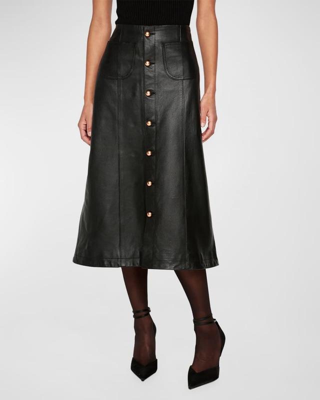 Alma A-Line Leather Midi Skirt Product Image