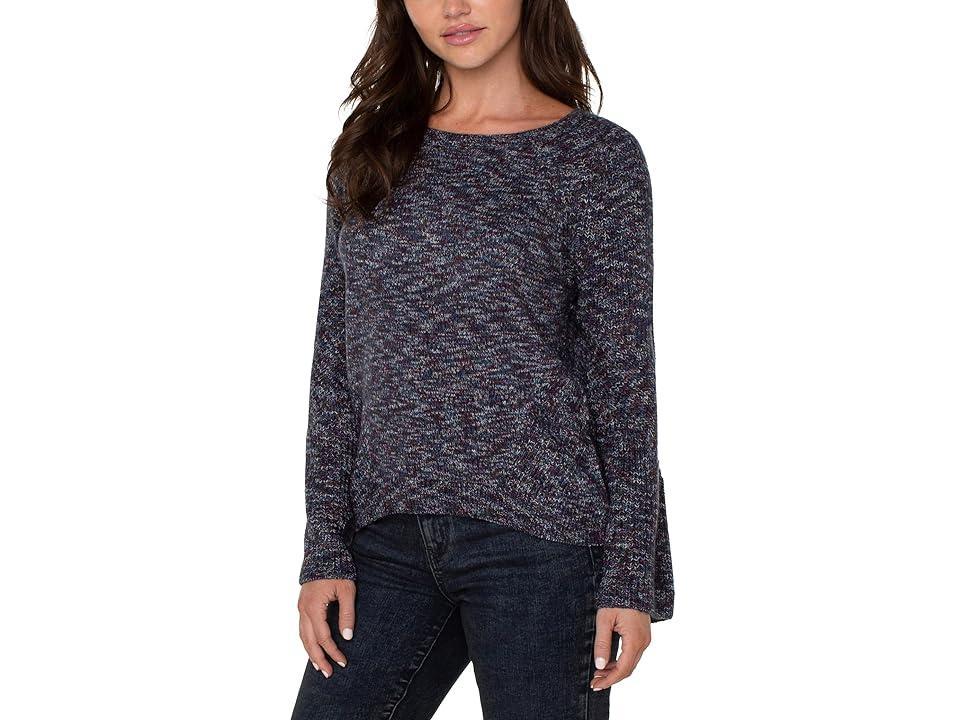 Liverpool Los Angeles Long Sleeve Sweater with Cable Stitch Sleeve Detail (Starry Night Marled) Women's Sweater Product Image