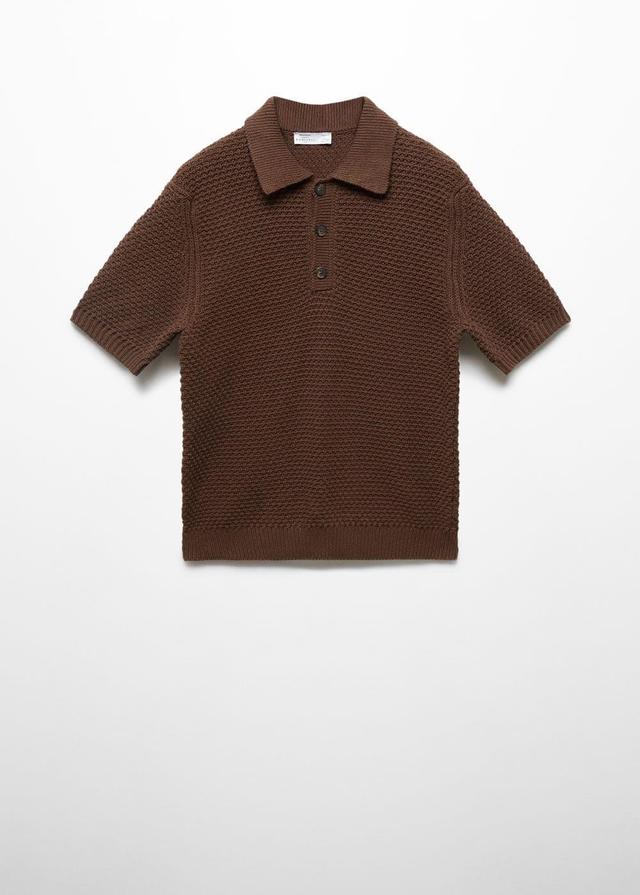 MANGO MAN - Braided knit polo shirt tobacco brownMen Product Image