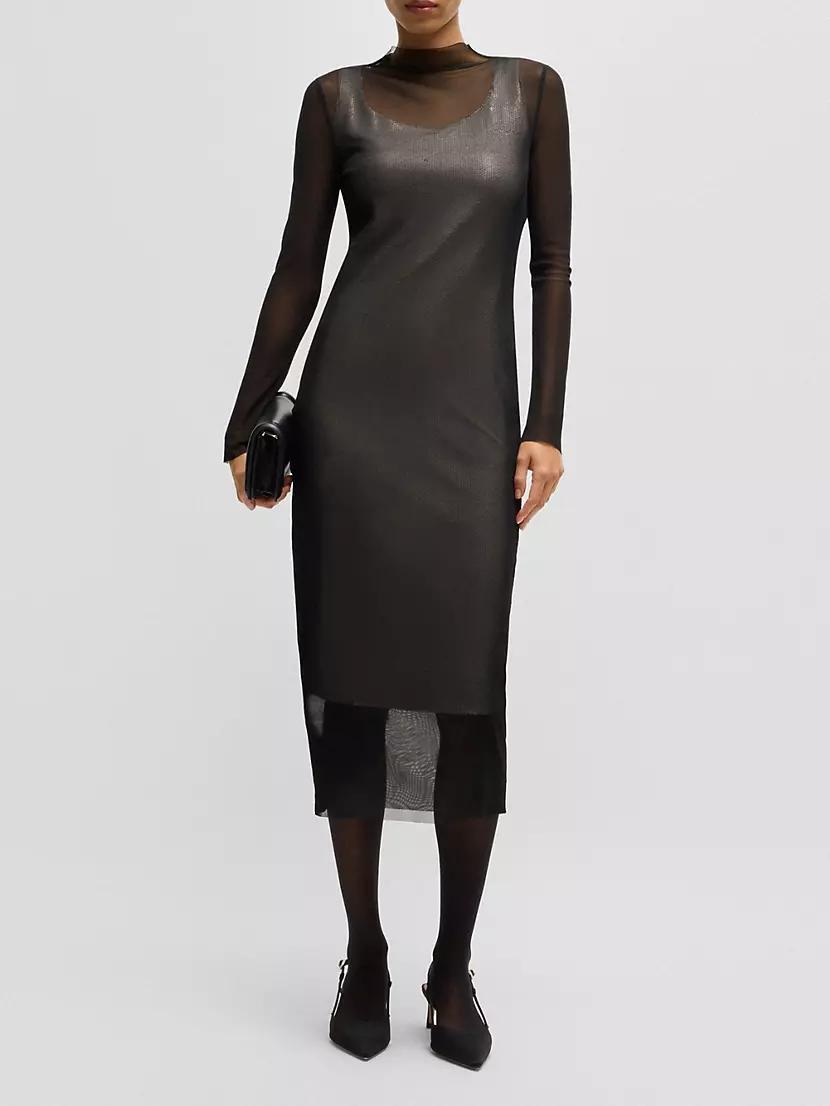 Stretch-Mesh Dress with Sequinned Underlayer Product Image