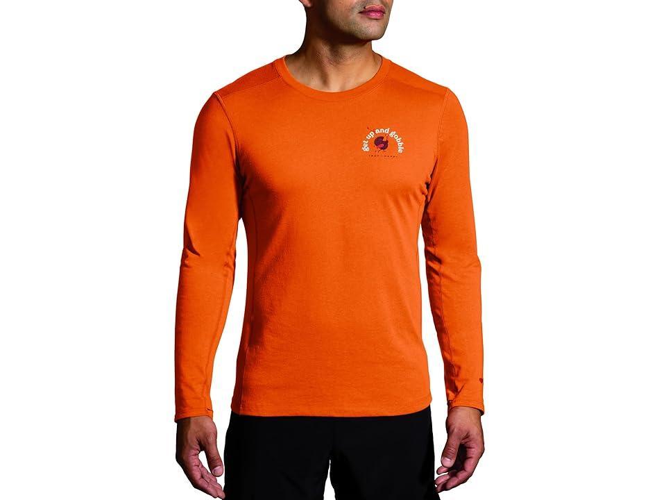 Brooks Distance Long Sleeve Tee 2.0 (Paprika/Trot Happy 23) Men's Clothing Product Image