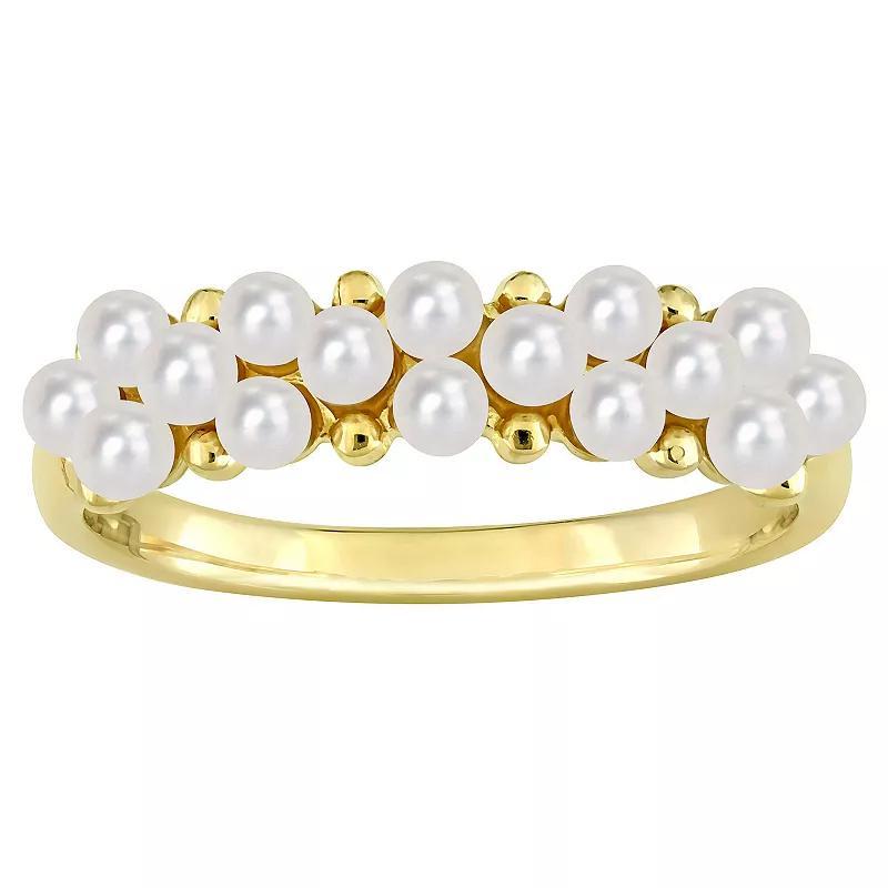 Stella Grace 14k Gold Freshwater Cultured Pearl Semi-Eternity Ring, Womens Product Image