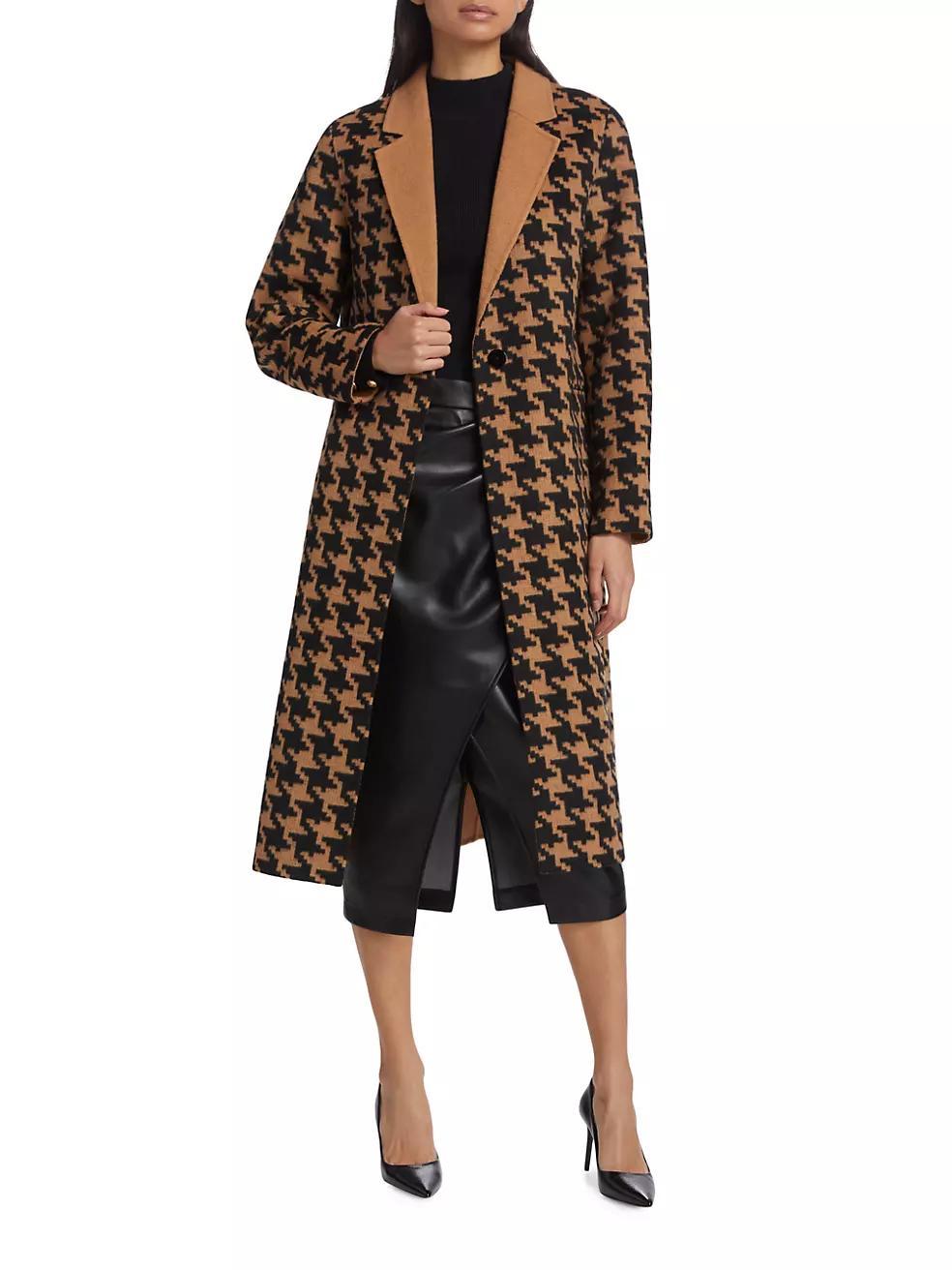 Amar Houndstooth Wool-Blend Coat Product Image