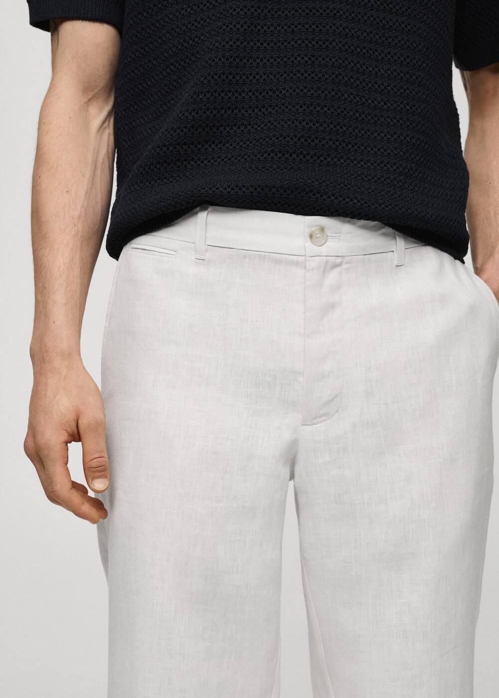 Mango Mens Linen Slim-Fit Pants Product Image