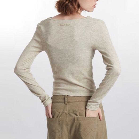 Long Sleeve Cowl Neck Plain Top Product Image