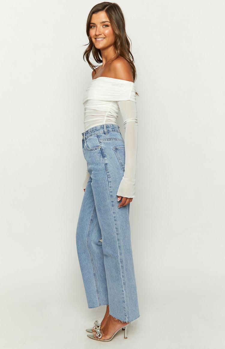 Ronnie Light Wash Denim Straight Leg Jeans Product Image