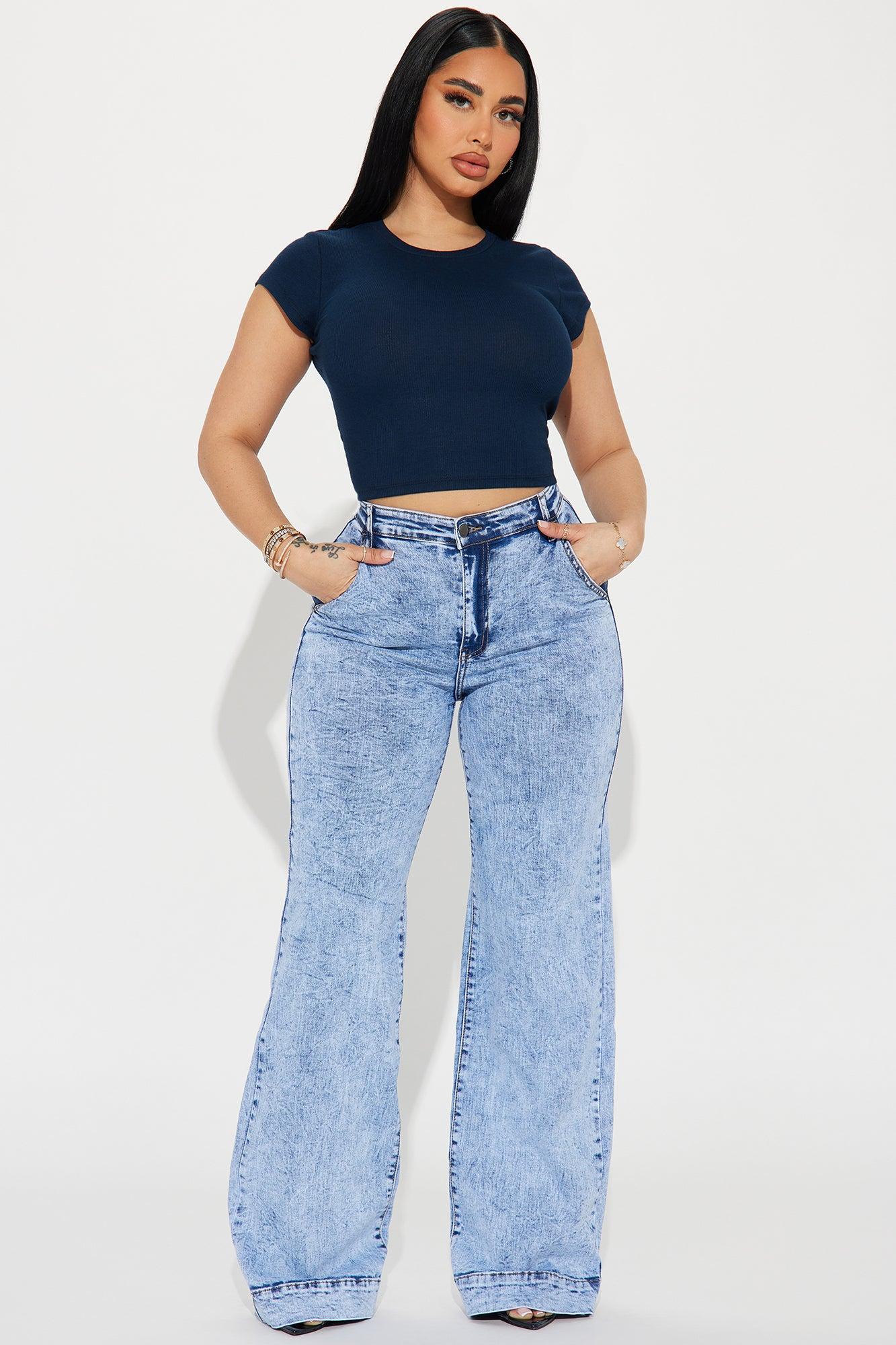 Kasey Ribbed Crop Top - Navy Product Image