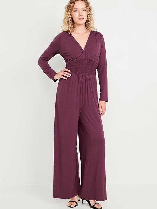 Waist-Defined V-Neck Jumpsuit Product Image