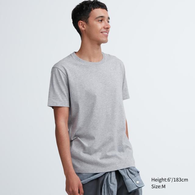 Mens Dry Crew Neck Short-Sleeve Color T-Shirt with Quick-Drying Gray 3XL UNIQLO US Product Image