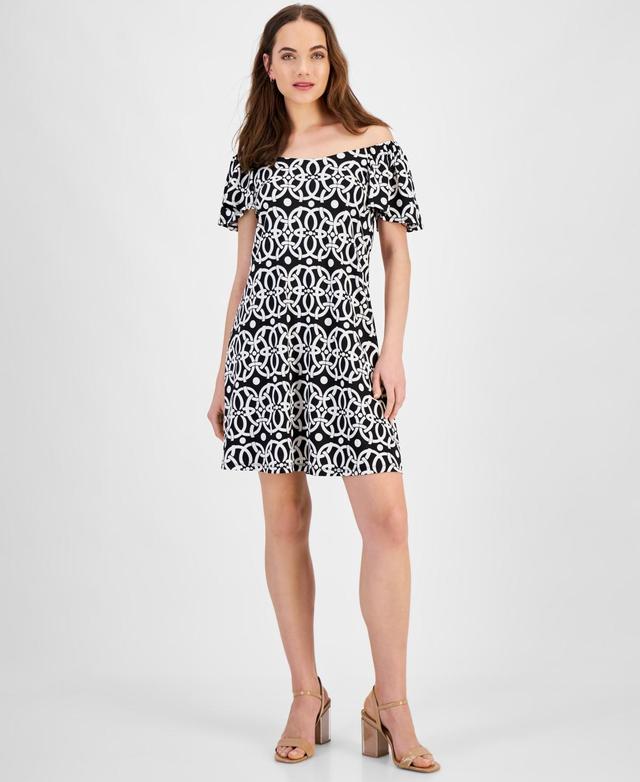 Women's Off-The-Shoulder Jersey A-Line Dress Product Image