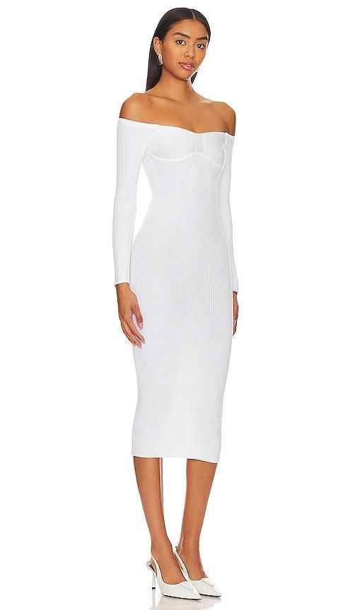 L'Academie x Marianna Tucci Knit Bustier Dress in White. Size XL. Product Image