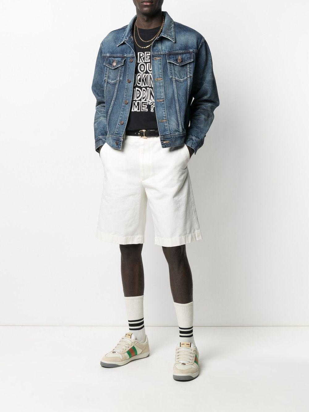 GUCCI Cotton Drill Shorts With Patch In White Product Image