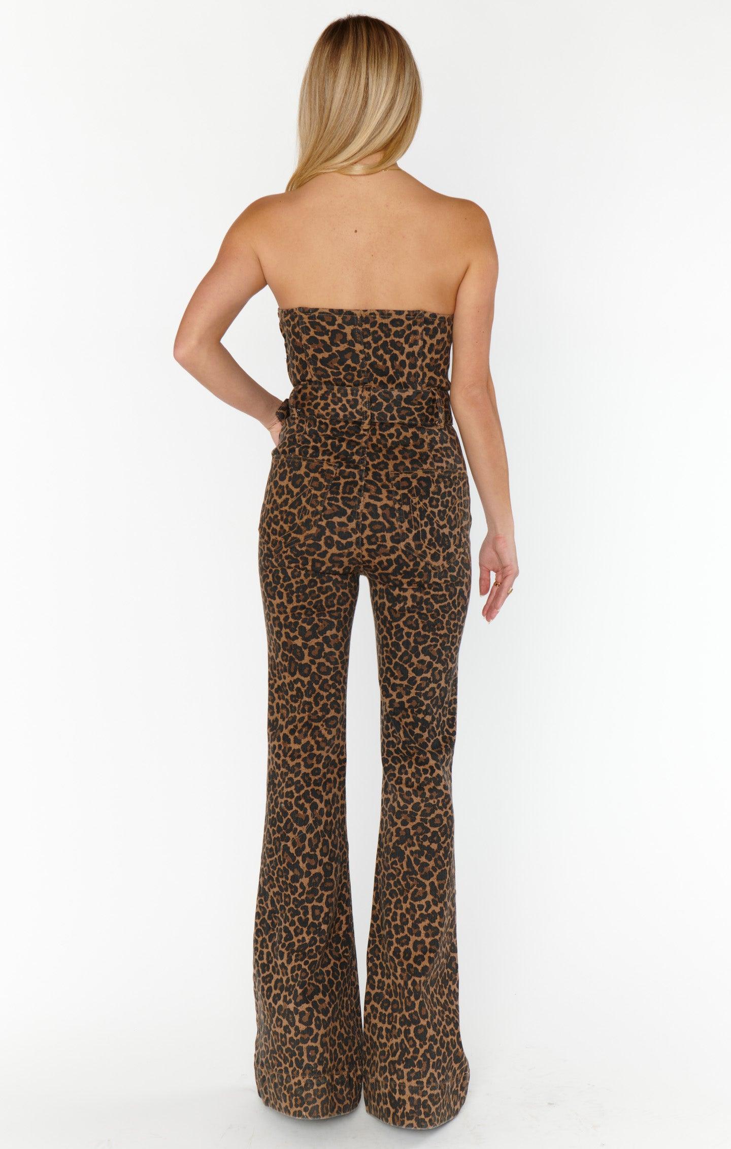 Santa Fe Jumpsuit ~ Leopard Latte Denim Product Image