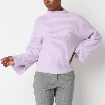 Worthington Womens Funnel Neck Long Sleeve Pullover Sweater Product Image