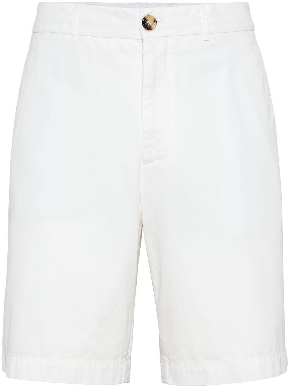 Knee-length Twill Bermuda Shorts In White Product Image