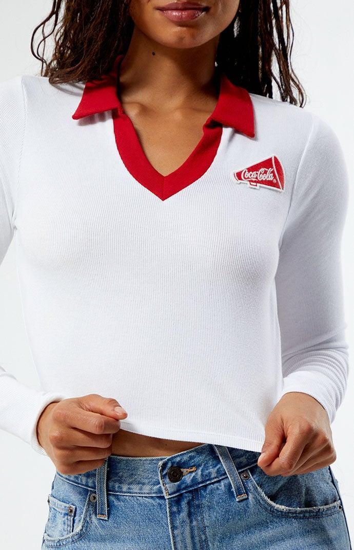 Coca-Cola Womens By PacSun Vintage Polo Long Sleeve Top Product Image