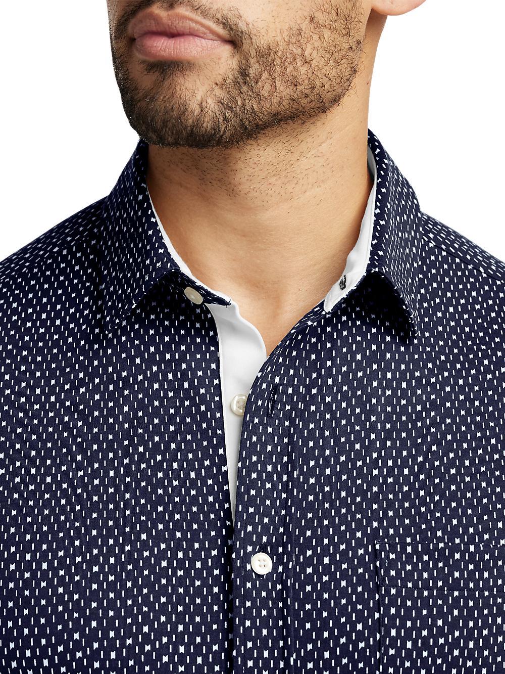 Cotton Button Front Polo - Navy/white Product Image