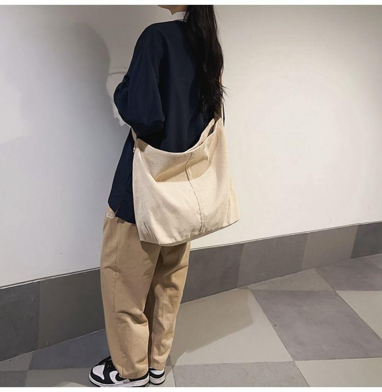 Plain Corduroy Crossbody Bag Product Image