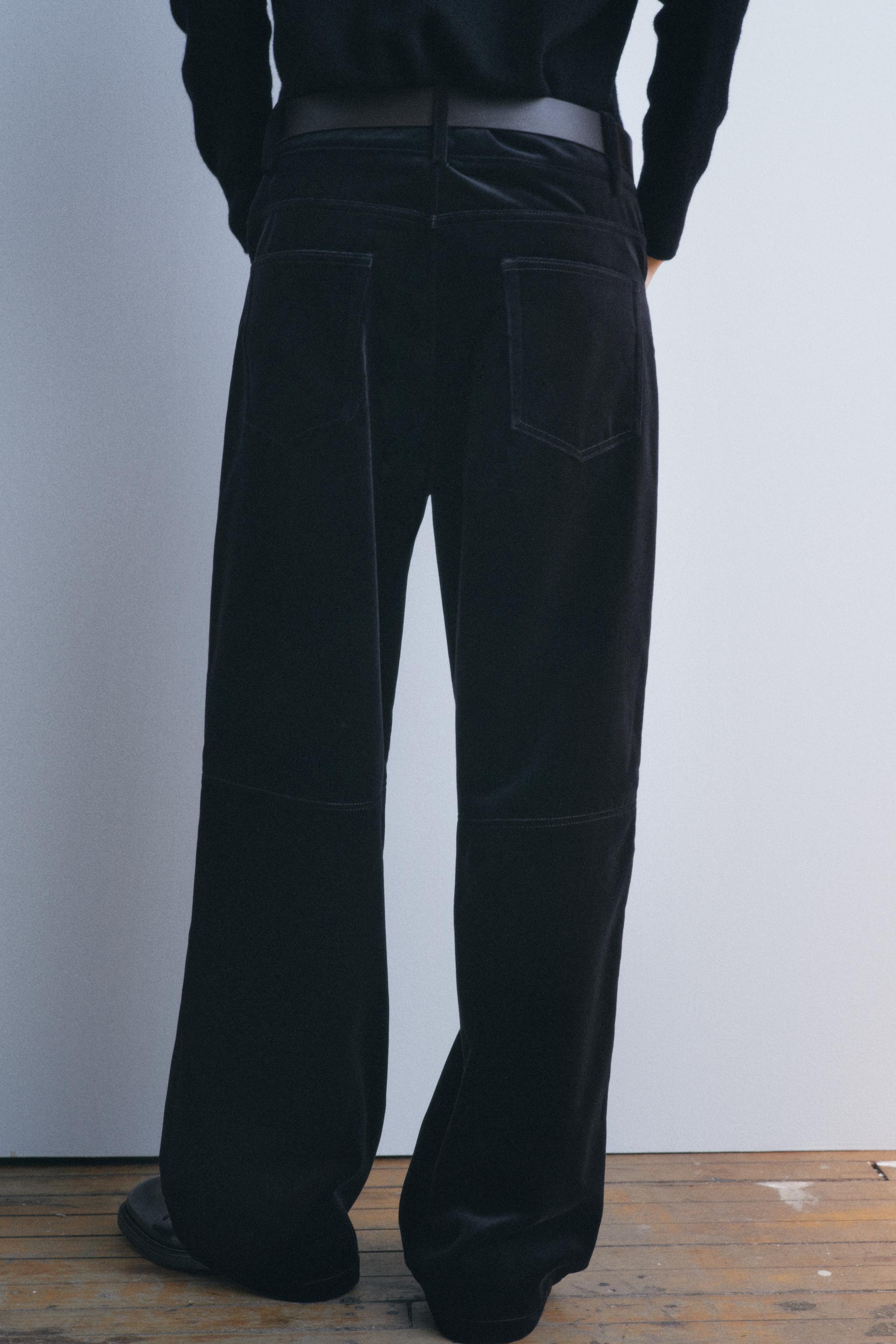 STRAIGHT LEG VELVET PANTS ZW COLLECTION Product Image